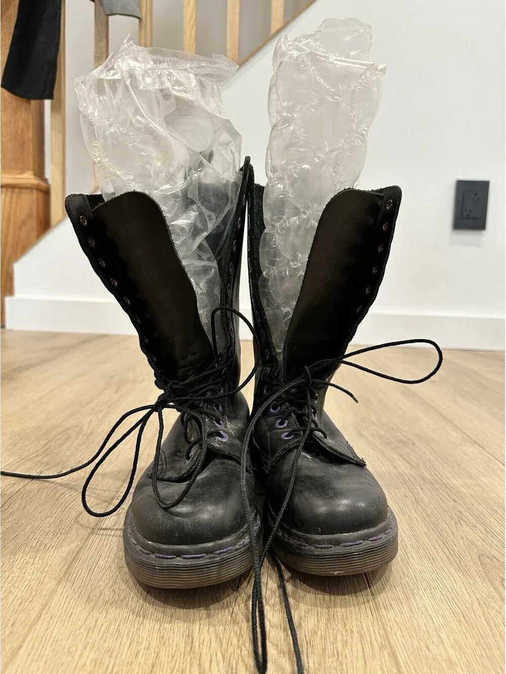Doc Dr. Martens 14 Eye Boots Women's Size 4 Black Leather Combat England